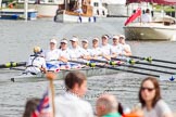 Henley Royal Regatta 2012 (Thursday): The NewcastleUniversity Eight on the way to the start.
River Thames beteen Henley-on-Thames and Remenham/Temple Island ,
Henley-on-Thames,
Oxfordshire,
United Kingdom,
on 28 June 2012 at 10:35, image #105