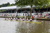 Henley Royal Regatta 2012 (Thursday): Race 17, Temple Challenge Cup:  University of Michigan, U.S.A. (113, Bucks) v Brown University, U.S.A.  (62, Berks).
River Thames beteen Henley-on-Thames and Remenham/Temple Island ,
Henley-on-Thames,
Oxfordshire,
United Kingdom,
on 28 June 2012 at 10:40, image #114