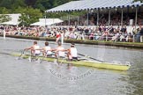 Henley Royal Regatta 2012 (Thursday): Race 44, Prince of Wales Challenge Cup:  Leander Club (276, Bucks) v Upper Thames Rowing Club 'B' (288, Berks).
River Thames beteen Henley-on-Thames and Remenham/Temple Island ,
Henley-on-Thames,
Oxfordshire,
United Kingdom,
on 28 June 2012 at 14:52, image #318