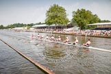 Henley Royal Regatta 2012 (Thursday): Race 46, Temple Challenge Cup:  Harvard University 'B' (77, Bucks) v Southampton University (103, Berks).
River Thames beteen Henley-on-Thames and Remenham/Temple Island ,
Henley-on-Thames,
Oxfordshire,
United Kingdom,
on 28 June 2012 at 15:06, image #333