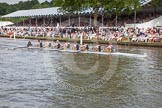 Henley Royal Regatta 2012 (Thursday): Race 46, Temple Challenge Cup:  Harvard University 'B' (77, Bucks) v Southampton University (103, Berks).
River Thames beteen Henley-on-Thames and Remenham/Temple Island ,
Henley-on-Thames,
Oxfordshire,
United Kingdom,
on 28 June 2012 at 15:06, image #334