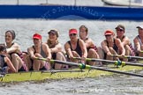 Henley Royal Regatta 2012 (Thursday): Race 47, Remenham Challenge Cup:  Radcliffe Crew, Harvard University, U.S.A. (180, Bucks) v Thames Rowing Club and Henley Rowing Club (181, Berks).
River Thames beteen Henley-on-Thames and Remenham/Temple Island ,
Henley-on-Thames,
Oxfordshire,
United Kingdom,
on 28 June 2012 at 15:13, image #345