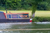 Henley Royal Regatta 2013 (Monday): Traditional "Ovaltine" narrowboat "Albert" moored on the eastern side of the Thames.
River Thames between Henley and Temple Island,
Henley-on-Thames,
Berkshire,
United Kingdom,
on 01 July 2013 at 14:42, image #17