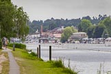 Henley Royal Regatta 2013 (Monday): Boat houses near Henley Bridge and the finish of the HRR race course, seen from around the 1-mile marker..
River Thames between Henley and Temple Island,
Henley-on-Thames,
Berkshire,
United Kingdom,
on 01 July 2013 at 14:42, image #18