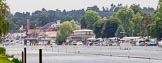 Henley Royal Regatta 2013 (Monday): The final part of the HRR race course seen towards the finish, marked by the blue and white boxes on the left..
River Thames between Henley and Temple Island,
Henley-on-Thames,
Berkshire,
United Kingdom,
on 01 July 2013 at 14:42, image #19