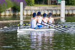 Henley Royal Regatta 2013, Saturday: The Saturday race No. 2, the Fawley Challenge Cup, in this photo Hilversumse Roeivereninging Cornelis Tromp, Holland, and Sir William Borlase's Grammar School. Image #97, 06 July 2013 10:10 River Thames, Henley on Thames, UK