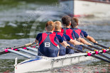 Henley Royal Regatta 2013, Saturday: The Saturday race No. 2, the Fawley Challenge Cup, Hilversumse Roeivereninging Cornelis Tromp, Holland, and, in this photo, Sir William Borlase's Grammar School. Image #100, 06 July 2013 10:11 River Thames, Henley on Thames, UK