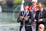 Henley Royal Regatta 2013, Saturday: Race judges standing in the umpire's launch that follows the competitors. Image #101, 06 July 2013 10:11 River Thames, Henley on Thames, UK