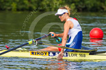 Henley Royal Regatta 2013, Saturday: Miroslava Knapková (V.K. Slavia Praha, Czech Republic), world champion single skuller and gold medalist at the 2012 London Olympics, on the way to the start. Image #106, 06 July 2013 10:12 River Thames, Henley on Thames, UK