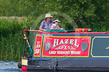 Henley Royal Regatta 2013, Saturday: Boat traffic on the River Thames next to the Henley Royal Regatta race course - narrowboat Hazel. Image #108, 06 July 2013 10:13 River Thames, Henley on Thames, UK