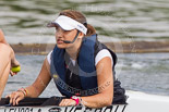 Henley Royal Regatta 2013, Saturday: Race No. 4 for the Remenham Challenge Cup, Molesey Boat Club v Tees Rowing Club and Agecroft Rowing Club, here with the focus on Molesey cox A.L. James. Image #141, 06 July 2013 10:42 River Thames, Henley on Thames, UK