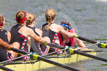 Henley Royal Regatta 2013, Saturday: Race No. 10 for the Remenham Challenge Cup, Leander Club and Oxford Brookes University v Thames Rowing Club, here cox E. H. B. Searle. Image #200, 06 July 2013 11:31 River Thames, Henley on Thames, UK