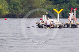 Henley Royal Regatta 2013, Saturday: Race No. 11 for the Princess Royal Challenge Cup, Victoria Thornley (Leander Club) v Emma Twigg (Waiariki Rowing Club, New Zealand), here Victoria Thornley at the stake boat. Image #212, 06 July 2013 11:38 River Thames, Henley on Thames, UK