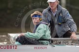 The Boat Race season 2012 - fixture CUBC vs Leander: Before the start of the race: CUBC Blue Boat Cox Ed Bosson and CUBC Honorary Treasurer Robin Waterer..
River Thames between Putney and Molesey,
London,
Greater London,
United Kingdom,
on 10 March 2012 at 14:06, image #73