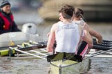 The Boat Race season 2012 - fixture CUBC vs Leander: The Leander Club Eight preparing for the start of the race..
River Thames between Putney and Molesey,
London,
Greater London,
United Kingdom,
on 10 March 2012 at 14:07, image #76