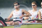 The Boat Race season 2012 - fixture CUBC vs Leander: The Leander Club Eight: Stroke Vasillis Ragoussis and  Cameron MacRitchie..
River Thames between Putney and Molesey,
London,
Greater London,
United Kingdom,
on 10 March 2012 at 14:15, image #114