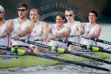 The Boat Race season 2012 - fixture CUBC vs Leander: The Leander Club Eight: Tom Clark, John Clay, Will Gray, Sam Whittaker, and bow Oliver Holt..
River Thames between Putney and Molesey,
London,
Greater London,
United Kingdom,
on 10 March 2012 at 14:16, image #120