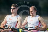 The Boat Race season 2012 - fixture CUBC vs Leander: The Leander Club Eight:  Close-up of Tom Clark and John Clay..
River Thames between Putney and Molesey,
London,
Greater London,
United Kingdom,
on 10 March 2012 at 14:17, image #131