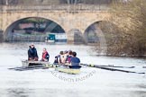 The Boat Race season 2012 - OUBC training: Oxford Chief Coach Sean Bowden, coach Filipe Salbany, and cox Zoe de Toledo, stroke Roel Haen, 7 Dan Harvey, 6 Dr. Hanno Wienhausen, 5 Karl Hudspith, 4 Alexander Davidson, 3 Kevin Baum, 2 William Zeng, bow Dr. Alexander Woods, in front of the historic Wallingford Bridge..


Oxfordshire,
United Kingdom,
on 20 March 2012 at 16:46, image #109