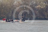 The Boat Race season 2012 - fixture OUBC vs Leander: OUBC Blue Boat in the lead - 2 William Zeng, 3 Kevin Baum, 4 Alexander Davidson, 5 Karl Hudspith, 6 Dr. Hanno Wienhausen, 7 Dan Harvey, stroke Roel Haen, cox Zoe de Toledo, in the Leander boat bow Nathan Hillyer, Chris Friend, Will Gray, Sam Whittaker, Tom Clark, John Clay, Cameron MacRitchie, stroke Vasillis Ragoussis, and cox Katie Klavenes. Behind the two boats the umpire Richard Phelps..




on 24 March 2012 at 14:31, image #134