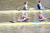 The Boat Race 2012: Close racing in the The Adaptive Race: The Adaptive four, cox Lily van den Broecke, bow Pamela Relph, and two seat Naomi Riches. Behind, in the Start boat, cox Henry Fieldman, bow Olivia Marshall, and two seat Will King..




on 07 April 2012 at 12:48, image #76