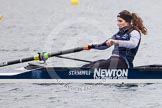 The Boat Race season 2013 - fixture OUWBC vs Molesey BC: French stroke Coralie Viollet-Djelassi in a CUWBC coxed four..
Dorney Lake,
Dorney, Windsor,
Berkshire,
United Kingdom,
on 24 February 2013 at 12:19, image #140