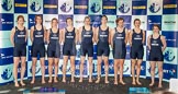 The Boat Race season 2013 - Crew Announcement and Weigh In: The 2013 Women's Boat Race Oxford Blue Boat crew, from left (bow) to right (cox): Mariann Novak, Alice Carrington-Windo, Mary Foord-Weston, Jo Lee, Amy Varney, Harriet Keane, Anastasia Chitty, Maxie Scheske, and Katie Apfelbaum..
BNY Mellon Centre,
London EC4V 4LA,

United Kingdom,
on 04 March 2013 at 10:47, image #90