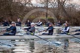 The Boat Race season 2013 - OUWBC training: The OUWBC Blue Boat racing Osiris, the reserve boat: In the Blue Boat 5 seat Amy Varney, Jo Lee, Mary Foord-Weston and Alice Carrington-Windo, ,in Osiris 7 seat Annika Bruger, Caitlin Goss, Rachel Purkess, Eleanor Darlington, Hannah Ledbury, Elspeth Cumber, and bow Coralie Viollet-Djelassi..
River Thames,
Wallingford,
Oxfordshire,
United Kingdom,
on 13 March 2013 at 18:01, image #209