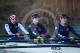 The Boat Race season 2013 - OUWBC training: In the OUWBC reserve boat Osiris - bow Coralie Viollet-Djelassi, 2 seat Elspeth Cumber, and Hannah Ledbury..
River Thames,
Wallingford,
Oxfordshire,
United Kingdom,
on 13 March 2013 at 18:05, image #223