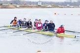 The Boat Race season 2013 - fixture OUWBC vs Olympians: In the Olympians boat at bow Natasha Townsend, 2 Kate Johnson, 3 Christiana Amacker, 4 Bethan Walters, 5 Anna Watkins, 6 Katherine Douglas, 7 Katherine Grainger, stroke Caryn Davies and cox Victoria Stulgis..
Dorney Lake,
Dorney, Windsor,
Buckinghamshire,
United Kingdom,
on 16 March 2013 at 11:12, image #47