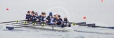 The Boat Race season 2013 - fixture OUWBC vs Olympians: In the Oxford (OUWBC) reserve boat Osiris at bow Coralie Viollet-Djelassi, Elspeth Cumber, Hannah Ledbury, Eleanor Darlington, Rachel Purkess, Caitlin Goss, Annika Bruger, stroke Emily Chittock and cox Sophie Shawdon..
Dorney Lake,
Dorney, Windsor,
Buckinghamshire,
United Kingdom,
on 16 March 2013 at 11:21, image #54