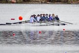 The Boat Race season 2013 - fixture OUWBC vs Olympians: In the Oxford (OUWBC) reserve boat Osiris at bow Coralie Viollet-Djelassi, Elspeth Cumber, Hannah Ledbury, Eleanor Darlington, Rachel Purkess, Caitlin Goss, Annika Bruger, stroke Emily Chittock and cox Sophie Shawdon..
Dorney Lake,
Dorney, Windsor,
Buckinghamshire,
United Kingdom,
on 16 March 2013 at 11:54, image #117