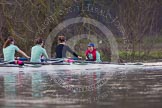 The Boat Race season 2013 - CUWBC training: The CUWBC Blue Boat on the way back from Temple Island to Henley: In the 5 seat Sara Lackner, 6 Helena Schofield, 7 Christine Seeliger, stroke Katie-Jane Whitlock, and cox Arav Gupta..
River Thames near Remenham,
Henley-on-Thames,
Oxfordshire,
United Kingdom,
on 19 March 2013 at 15:39, image #59