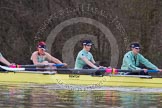 The Boat Race season 2013 - CUWBC training: In the CUWBC reserve boat Blondie 6 seat Helena Schofield, 7 Christine Seeliger and stroke Katie-Jane Whitlock..
River Thames near Remenham,
Henley-on-Thames,
Oxfordshire,
United Kingdom,
on 19 March 2013 at 15:41, image #72