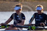 The Boat Race season 2014 - Women's Trial VIIIs (OUWBC, Oxford): Boudicca:  6 Lauren Kedar, 5 Nadine Graedel Iberg..
River Thames between Putney Bridge and Mortlake,
London SW15,

United Kingdom,
on 19 December 2013 at 12:58, image #186