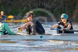 The Boat Race season 2014 - Women's Trial VIIIs(CUWBC, Cambridge): Wink Wink: Cox Priya Crosby, Stroke Melissa Wilson, 7 Jilly Tovey..
River Thames between Putney Bridge and Mortlake,
London SW15,

United Kingdom,
on 19 December 2013 at 14:07, image #386