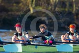 The Boat Race season 2014 - Women's Trial VIIIs(CUWBC, Cambridge): Nudge Nudge: 4 Catherine Foot, 3 Hannah Evans, 2 Anouska Bartlett..
River Thames between Putney Bridge and Mortlake,
London SW15,

United Kingdom,
on 19 December 2013 at 14:07, image #388