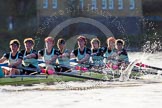 The Boat Race season 2014 - Women's Trial VIIIs(CUWBC, Cambridge): Nudge Nudge: Stroke Holly Game,7 Izzy Vyvyan, 6 Kate Ashley, 5 Valentina Futoryanova, 4 Catherine Foot, 3 Hannah Evans, 2 Anouska Bartlett, Bow Lottie Meggitt..
River Thames between Putney Bridge and Mortlake,
London SW15,

United Kingdom,
on 19 December 2013 at 14:20, image #500