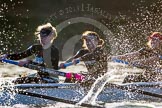 The Boat Race season 2014 - Women's Trial VIIIs(CUWBC, Cambridge): Wink Wink:  3 Hannah Roberts, 2 Sarah Crowther, Bow Ella Barnard..
River Thames between Putney Bridge and Mortlake,
London SW15,

United Kingdom,
on 19 December 2013 at 14:21, image #502