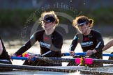 The Boat Race season 2014 - Women's Trial VIIIs(CUWBC, Cambridge): Wink Wink:  3 Hannah Roberts, 2 Sarah Crowther..
River Thames between Putney Bridge and Mortlake,
London SW15,

United Kingdom,
on 19 December 2013 at 14:21, image #508