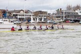 The Boat Race season 2014 - fixture CUWBC vs Thames RC: The Thames RC boat passing the Putney boat houses..




on 02 March 2014 at 13:11, image #53