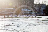 The Boat Race season 2014 - fixture OUBC vs German U23: The race is on - the German U23-boat, on the left, and the OUBC boat approaching Putney Pier..
River Thames between Putney Bridge and Chiswick Bridge,



on 08 March 2014 at 16:46, image #35