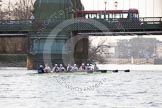 The Boat Race season 2014 - fixture OUBC vs German U23: The OUBC boat at Hammersmith Bridge..
River Thames between Putney Bridge and Chiswick Bridge,



on 08 March 2014 at 16:53, image #115