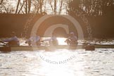 The Boat Race season 2014 - fixture OUBC vs German U23: The German U23-boat near St Paul's School, shot against the low evening sun..
River Thames between Putney Bridge and Chiswick Bridge,



on 08 March 2014 at 16:53, image #119