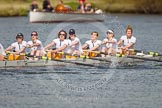 The Women's Boat Race and Henley Boat Races 2014: The Intercollegiate women's race. The Trinity College (Cambridge) boat, 7 Julia Attwood, 6 Daisy Gomersall, 5 Blanka Kesek, 4 Danielle Broadfoot, 3 Lydia Bass, 2 Alexa Pohl, bow Nina Kamcev..
River Thames,
Henley-on-Thames,
Buckinghamshire,
United Kingdom,
on 30 March 2014 at 13:28, image #37