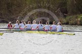 The Women's Boat Race and Henley Boat Races 2014: The Women's Reserves - Osiris v. Blondie race. Blondie (Cambridge) with cox Will McDermott, stroke Hannah Evans, 7 Nicole Stephens, 6 Sarah Crowther, 5 Hannah Roberts, 4 Gabriella Johannson, 3 Anouska Bartlett, 2 Sara Lackner, bow Tamsin Samuels..
River Thames,
Henley-on-Thames,
Buckinghamshire,
United Kingdom,
on 30 March 2014 at 14:16, image #152