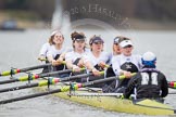 The race is on - the Molesey BC boat with Emma Boyns,Orla Hates, Eve Newton, Natalie Irvine, Aimee Jonkers, Helen Roberts, Sam Fowler, Gabby Rodriguez, and cox Henry Fieldman