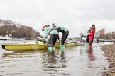 The Boat Race season 2016 - Women's Boat Race Trial Eights (CUWBC, Cambridge): Race preparations - CUWBC boat "Twickenham" and crew.
River Thames between Putney Bridge and Mortlake,
London SW15,

United Kingdom,
on 10 December 2015 at 10:16, image #9