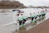 The Boat Race season 2016 - Women's Boat Race Trial Eights (CUWBC, Cambridge): Race preparations - CUWBC boat "Tideway" and crew.
River Thames between Putney Bridge and Mortlake,
London SW15,

United Kingdom,
on 10 December 2015 at 10:17, image #14