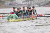 The Boat Race season 2016 - Women's Boat Race Trial Eights (CUWBC, Cambridge): "Twickenham" in the lead at the Surrey Bend, cox-Rosemary Ostfeld, stroke-Myriam Goudet, 7-Caroline Habjan, 6-Fiona Macklin, 5-Hannah Roberts, 4-Sarah Carlotti, 3-Ashton Brown, 2-Imogen Grant, bow-Dorottya Nagy.
River Thames between Putney Bridge and Mortlake,
London SW15,

United Kingdom,
on 10 December 2015 at 11:14, image #100